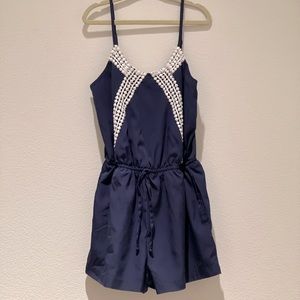 Royal Blue Romper with Crochet Detail